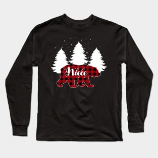 Buffalo Red Plaid Niece Bear Matching Family Christmas Long Sleeve T-Shirt